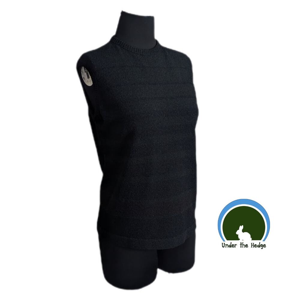 Vtg 60s Black Boucle Knit Sleeveless Top Size 36 Medium Dacron Betty Draper